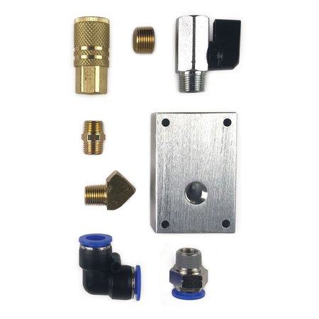 PRIMEFIT Air Push to Connect Outlet Drop Kit with Block, Fittings, and 1/4-in. Brass Quick Connect Coupler PCKIT8